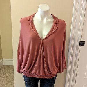 Anthropologie Postage Stamp mauve pink dolman sleeve top size XS